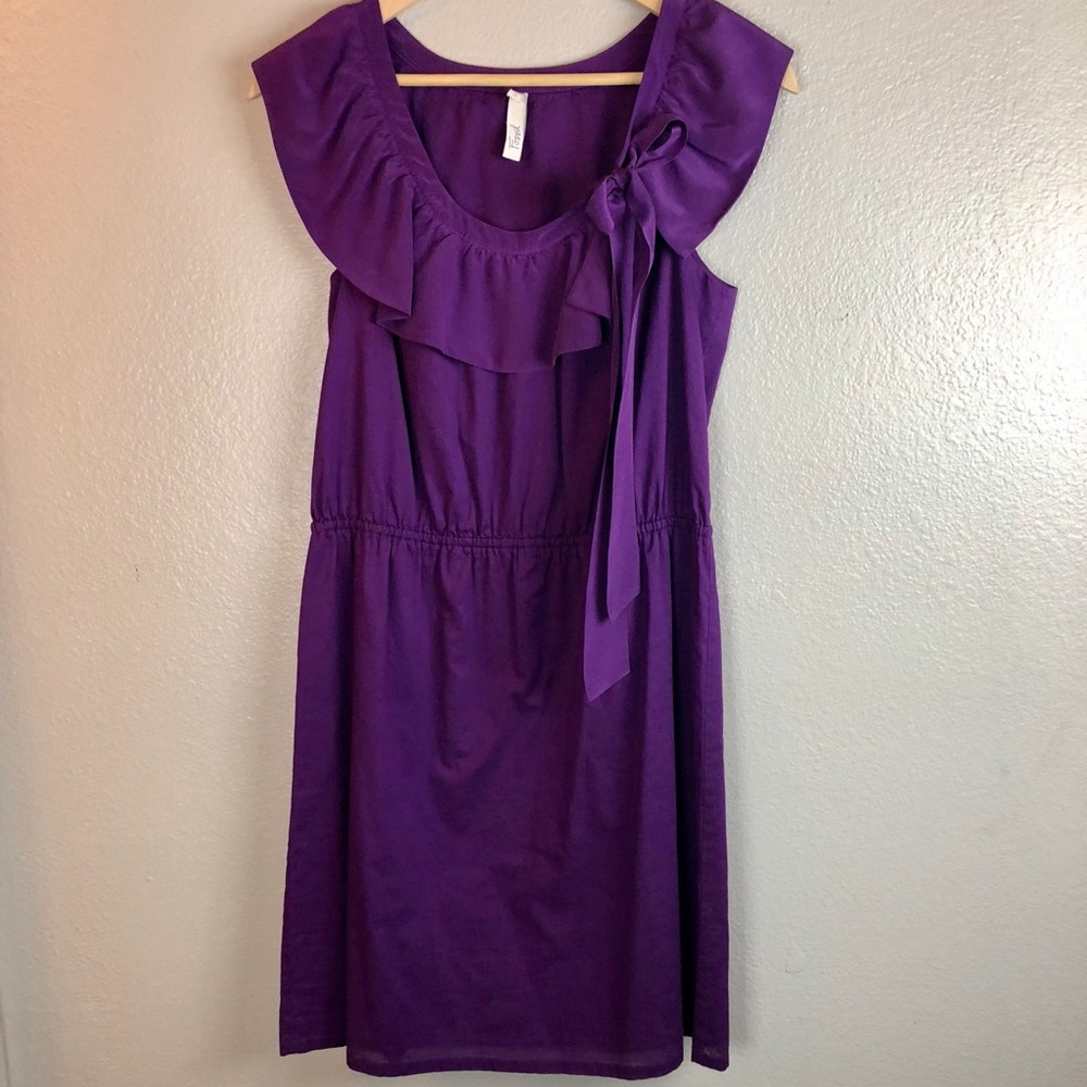 Fossil Purple Cotton Ruffle Dress Small